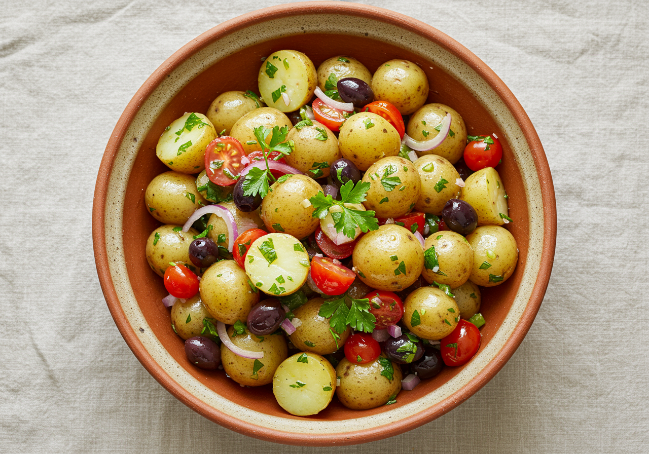 Mediterranean Potato and Tomato Salad Bowl