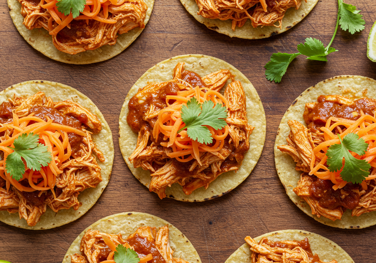 Chicken Tinga Tostadas with Carrot Slaw (Mexican)