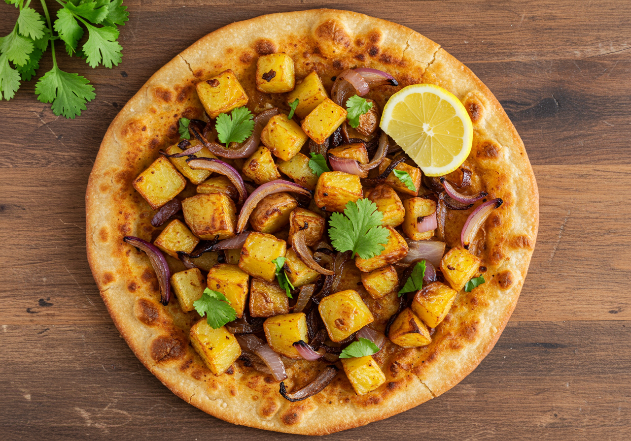 Spicy Garlic Potato & Onion Flatbread