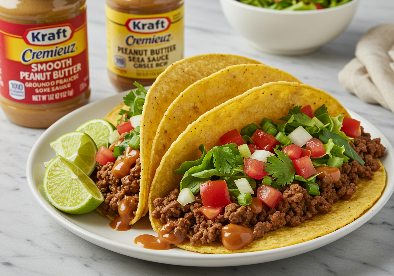 Quick Beef Tacos with Spicy Peanut Sauce