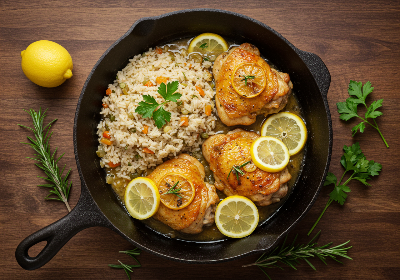 Italian Lemon Chicken with Rice Pilaf