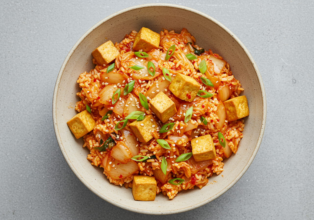 Korean Kimchi Fried Rice with Tofu
