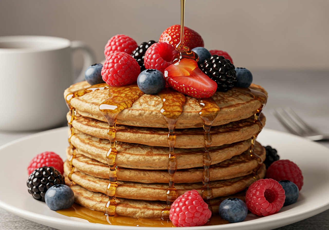 Maple Oat Pancakes with Berry Compote