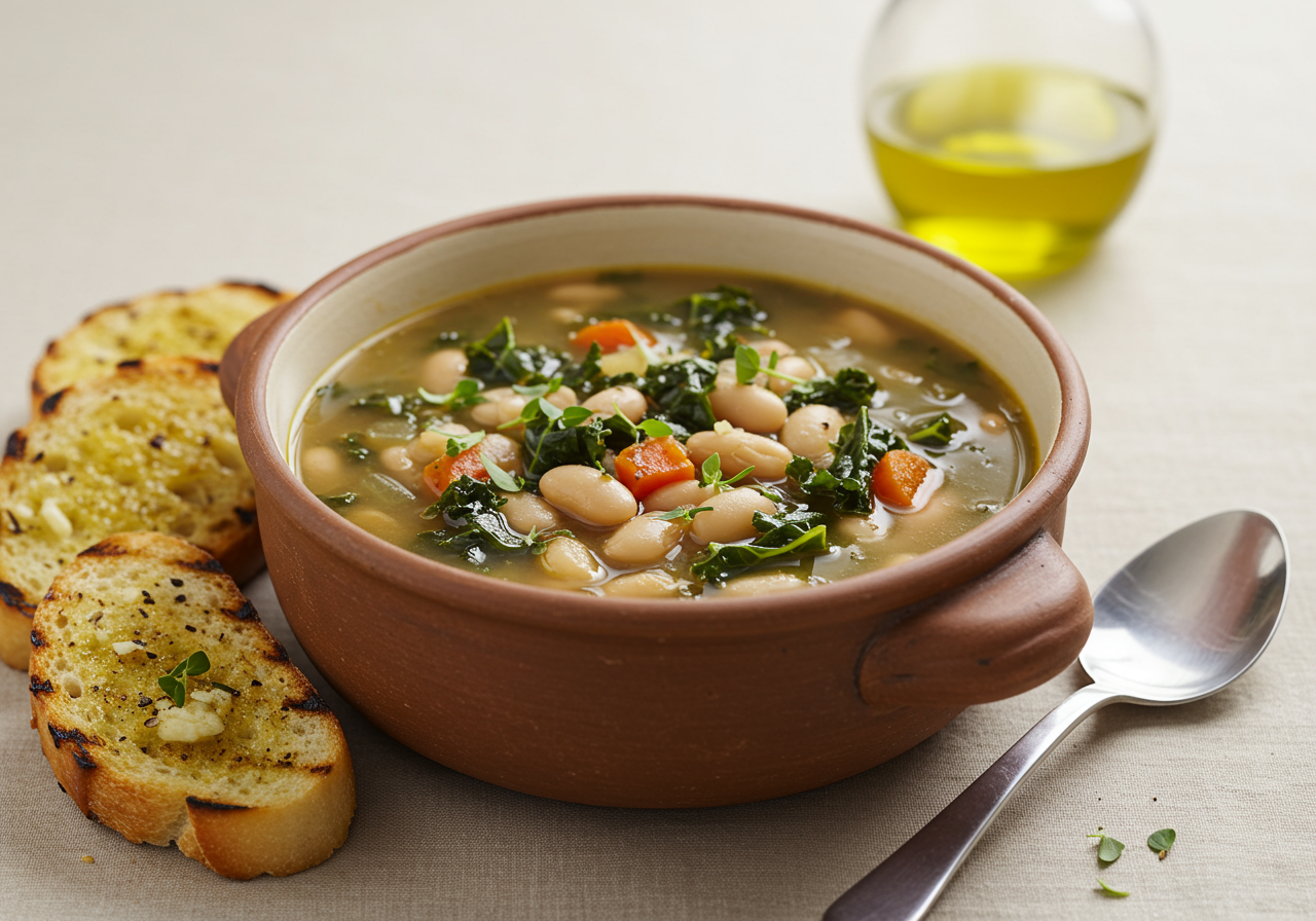 White Bean & Kale Soup with Grilled Bread