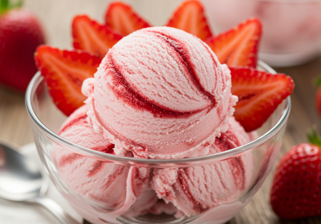 Strawberry Swirl Cottage Cheese Ice Cream