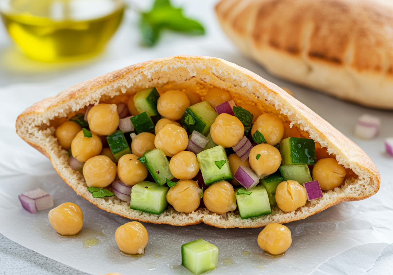 Mediterranean Chickpea Salad Pitas